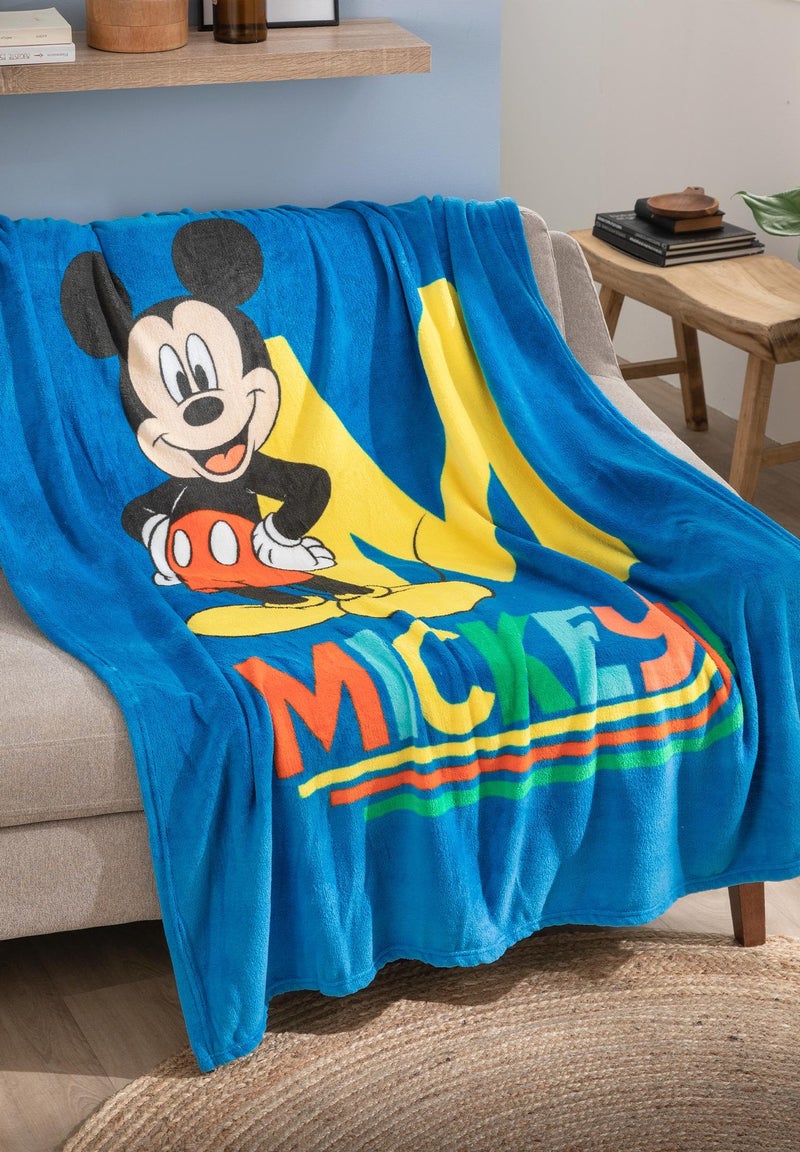 Plaid polaire imprimé toucher extra doux, DISNEY MICKEY GOOD DAYS Bleu - Kiabi