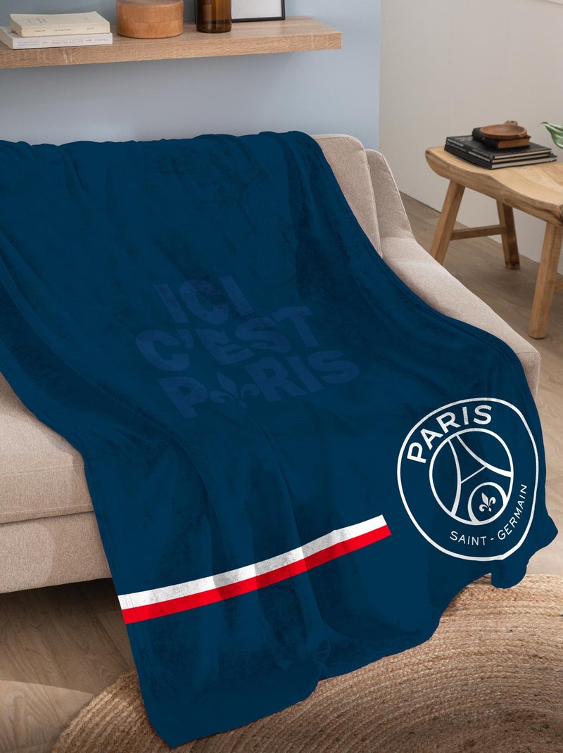Plaid polaire imprimé toucher extra doux, PSG PREMIUM Bleu - Kiabi