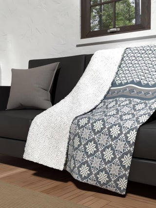 Plaid polaire microfibre doublé sherpa 120X160 cm LISBONNE, par Soleil d'ocre