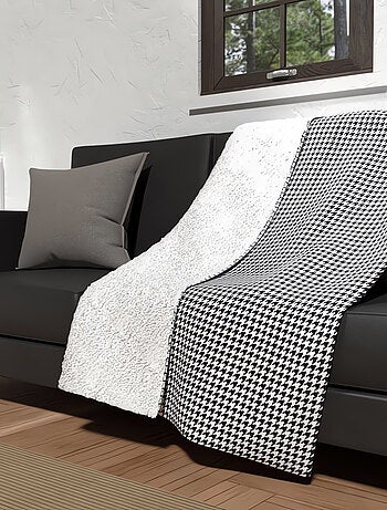 Plaid polaire microfibre doublé sherpa 120X160 cm VICTORIA, par Soleil d'ocre