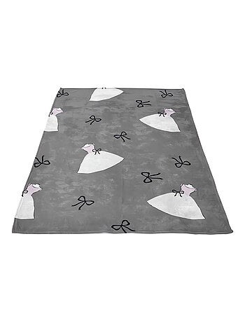 Plaid polaire microfibre imprimé 110x170 cm ANAIS anthracite, par Soleil d'ocre