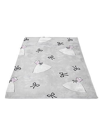 Plaid polaire microfibre imprimé 110x170 cm ANAIS gris, par Soleil d'ocre