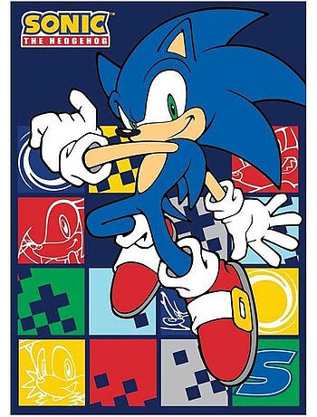 Plaid polaire microfibre motif Sonic - Sonic