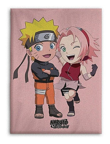 Plaid polaire Naruto et Sakura - Rose
