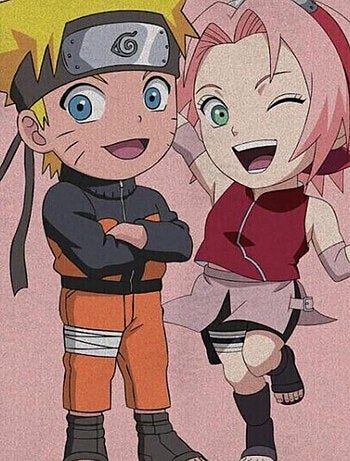 Plaid polaire Naruto et Sakura - Rose