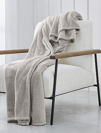 Plaid polaire nid d'abeille uni ESSENTIAL