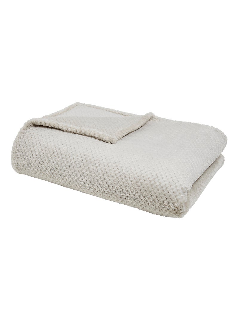 Plaid polaire nid d'abeille uni ESSENTIAL Beige - Kiabi