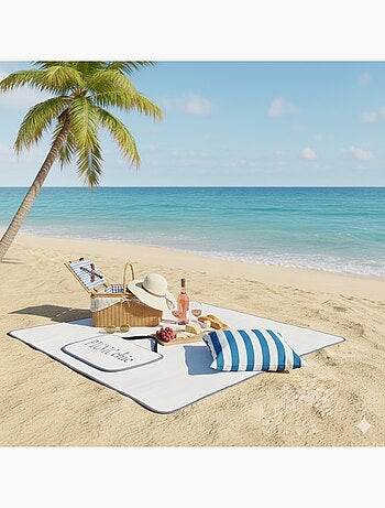 Plaid Polaire pique nique 125 x 150 cm blanc