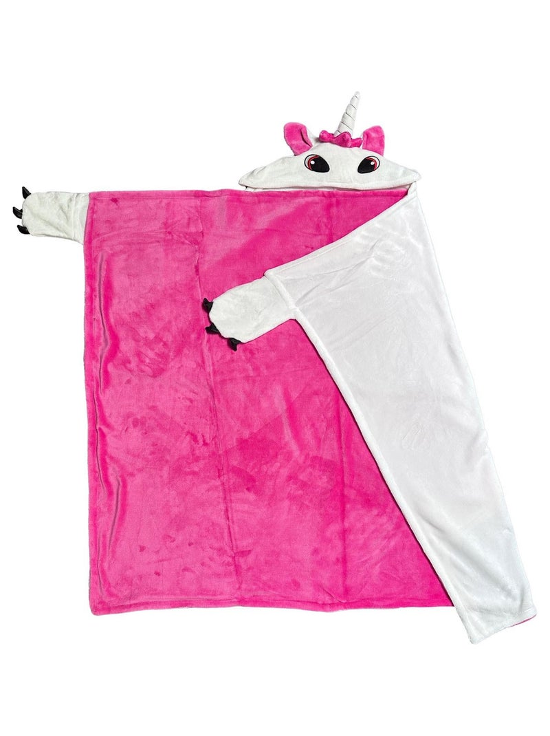 Plaid polaire poncho 116x134 cm LICORNE Blanc - Kiabi