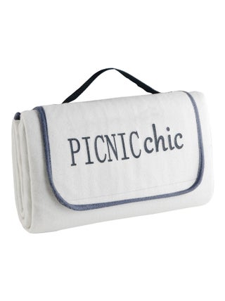 Plaid polaire pour pique nique 125 x 150 cm Chic blanc