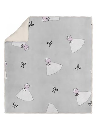 Plaid polaire sherpa microfibre imprimé 110x170 cm ANAIS gris, par Soleil d'ocre