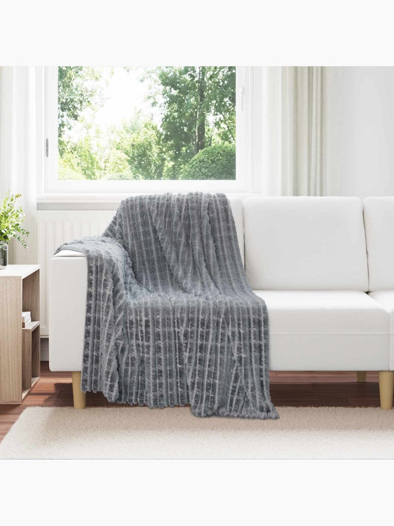 Plaid polaire texturé à relief - vidaxl Gris foncé - Kiabi