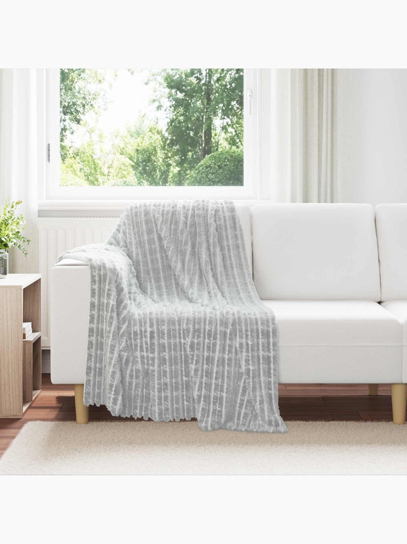 Plaid polaire texturé à relief - vidaxl Gris - Kiabi