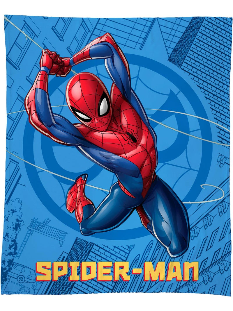 Plaid polaire tout doux imprimé 100% polyester, SPIDERMAN ACTION Bleu - Kiabi