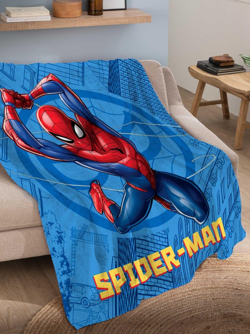 Plaid polaire tout doux imprimé 100% polyester, SPIDERMAN ACTION Bleu - Kiabi