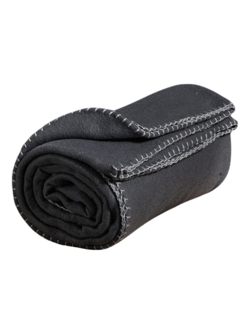 Plaid polaire uni BIEN AU CHAUD gris anthracite - Kiabi