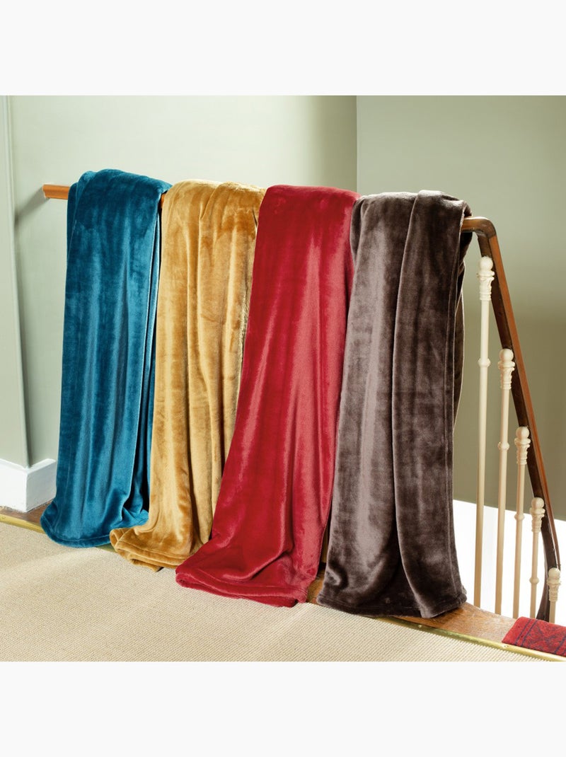 Plaid polaire VELVET polyester Rouge vermillon - Kiabi