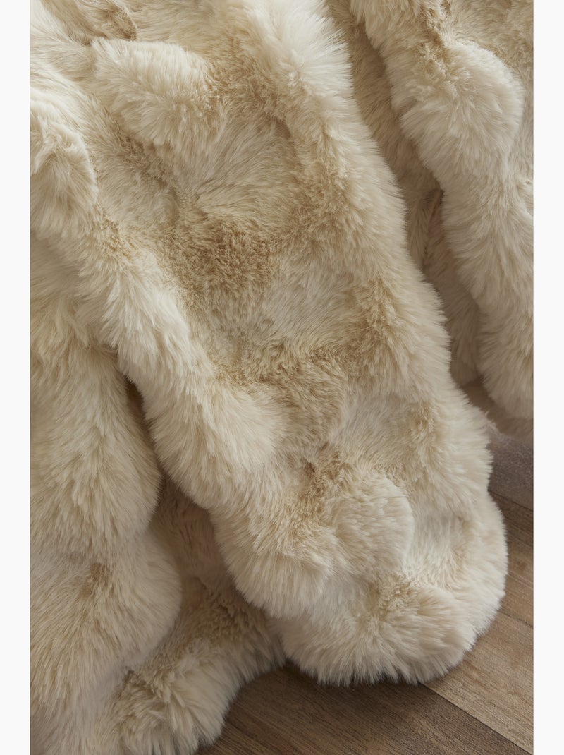 Plaid polyester fausse fourrure astra Ivoire - Kiabi