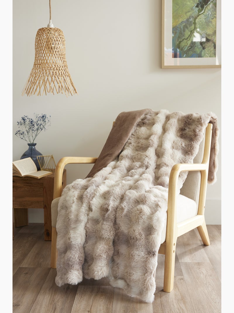 Plaid polyester fausse fourrure astra Sable - Kiabi