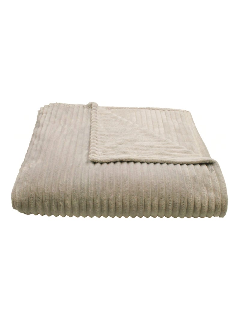 Plaid polyester microvelours DOLCE Beige sable - Kiabi