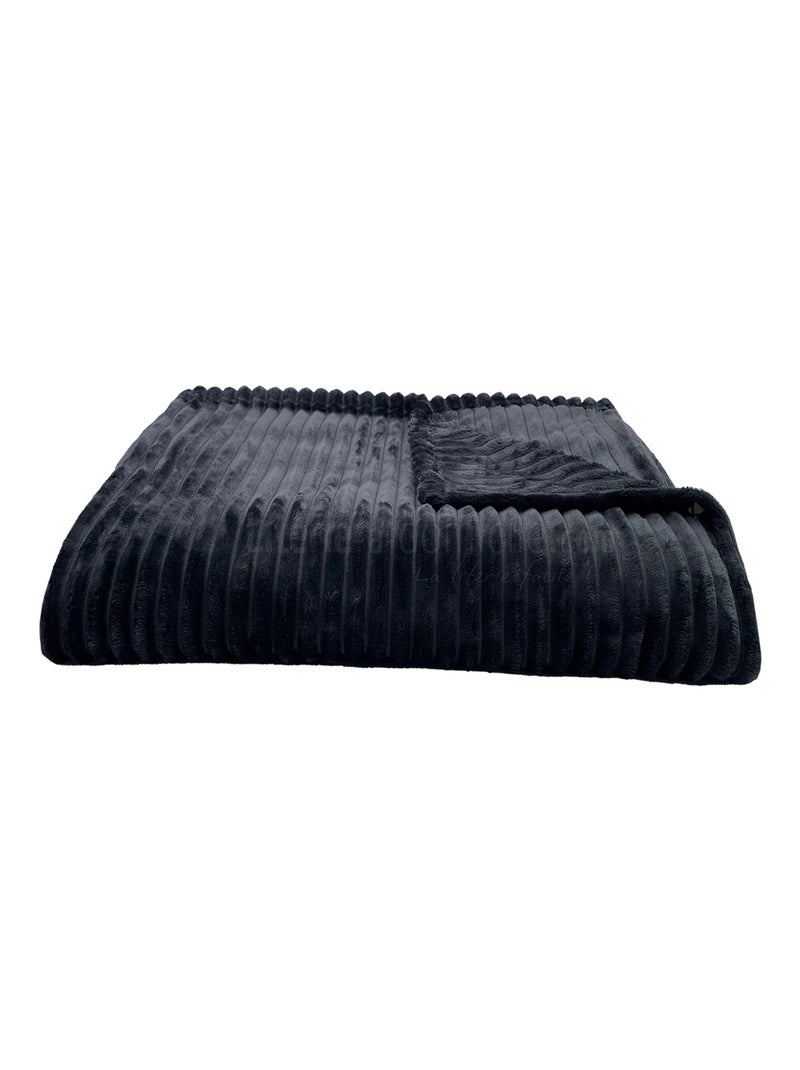 Plaid polyester microvelours DOLCE Gris foncé - Kiabi