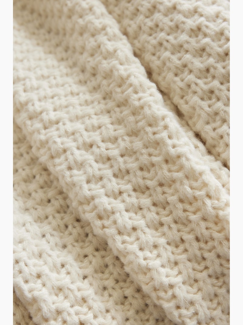 Plaid polyester tricot uni olympia Ivoire - Kiabi