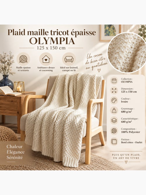 Plaid polyester tricot uni olympia - Kiabi Plaid polyester tricot uni olympia - Kiabi