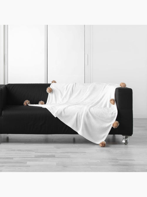 Plaid pompons 125x150cm Snowy naturel - Kiabi