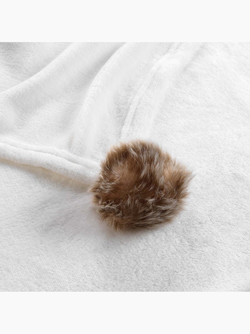 Plaid pompons 125x150cm Snowy naturel Beige naturel - Kiabi