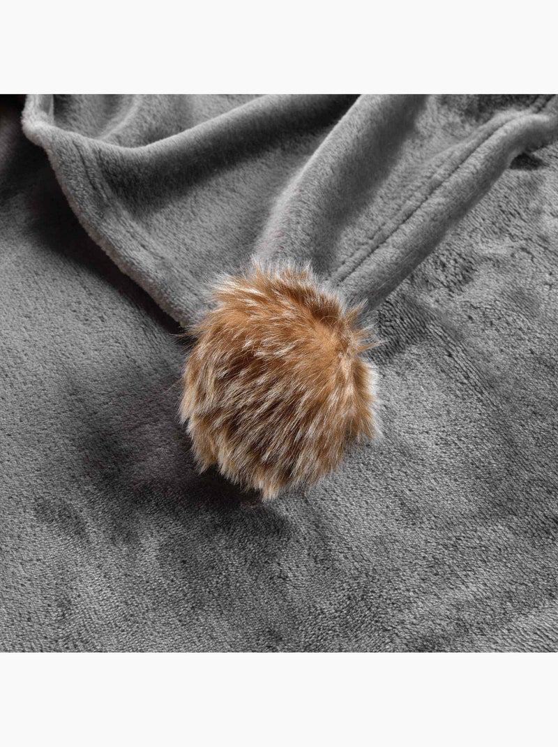 Plaid pompons 125x150cm Snowy naturel Beige naturel - Kiabi