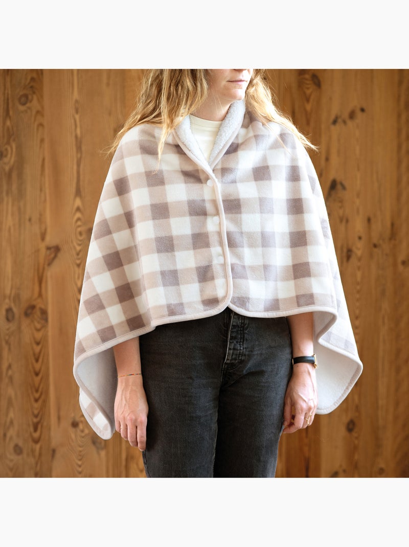 Bomber Gris Et Beige à Carreaux, Coupe Courte Avec Boutons Pression Et 2 Poches