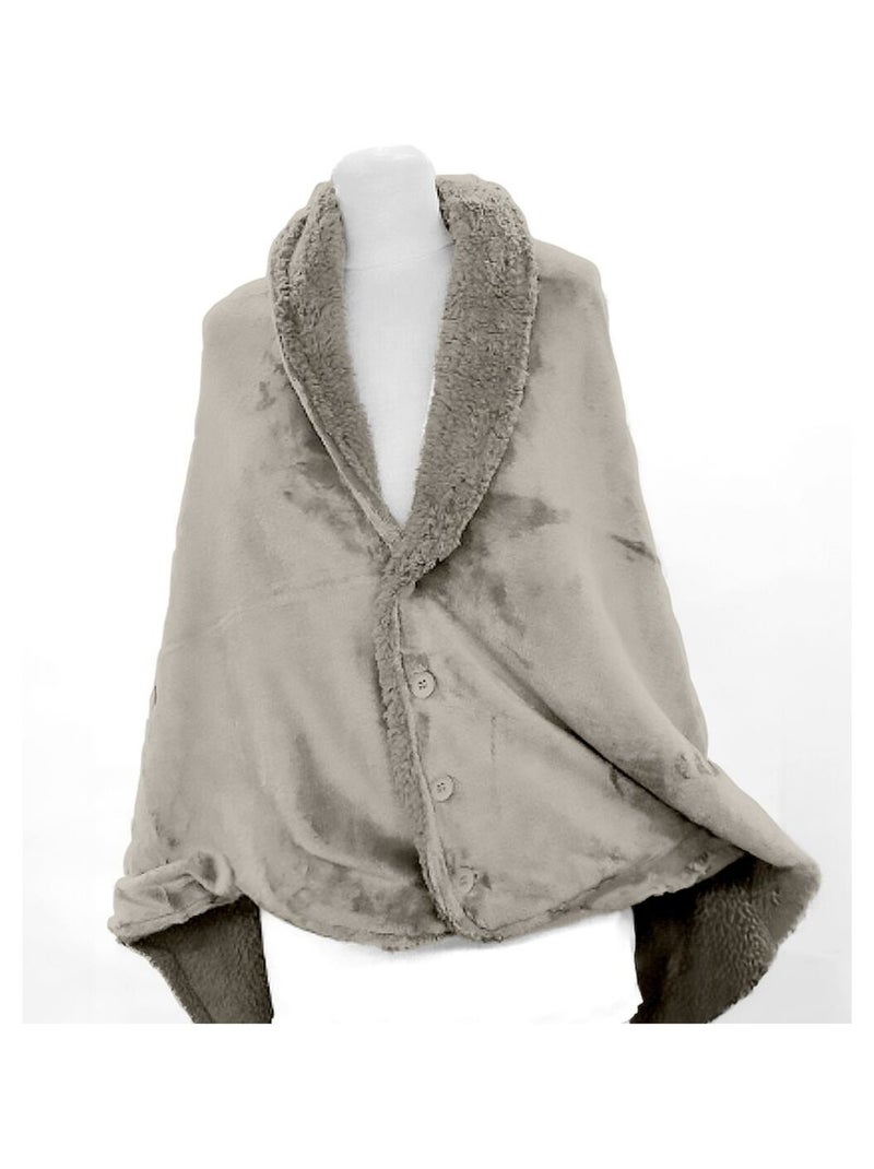 Plaid poncho cocoon BIEN AU CHAUD Beige - Kiabi