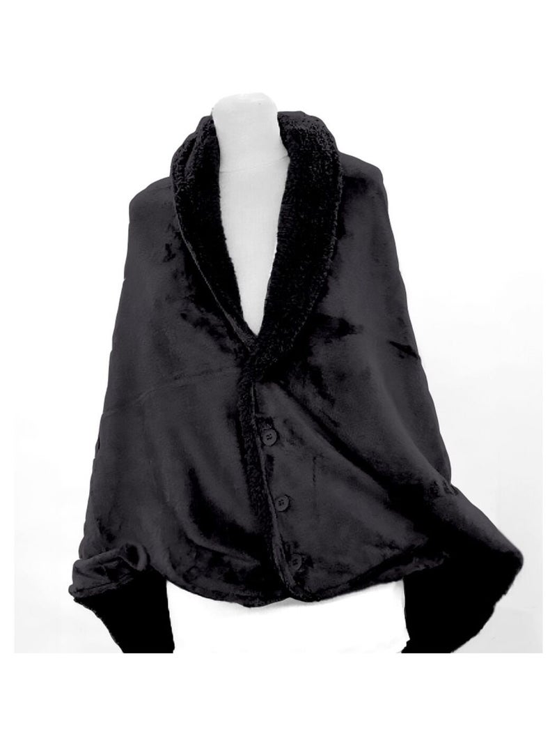 Plaid poncho cocoon BIEN AU CHAUD gris anthracite - Kiabi
