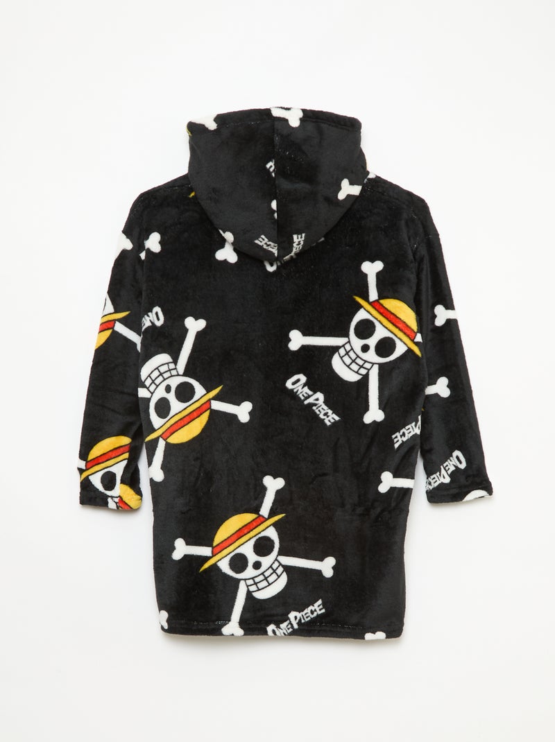 Plaid poncho enfant à capuche polaire 'One piece' Noir - Kiabi