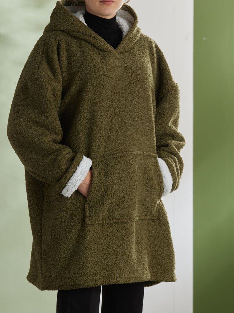 Plaid poncho Kaki - Kiabi