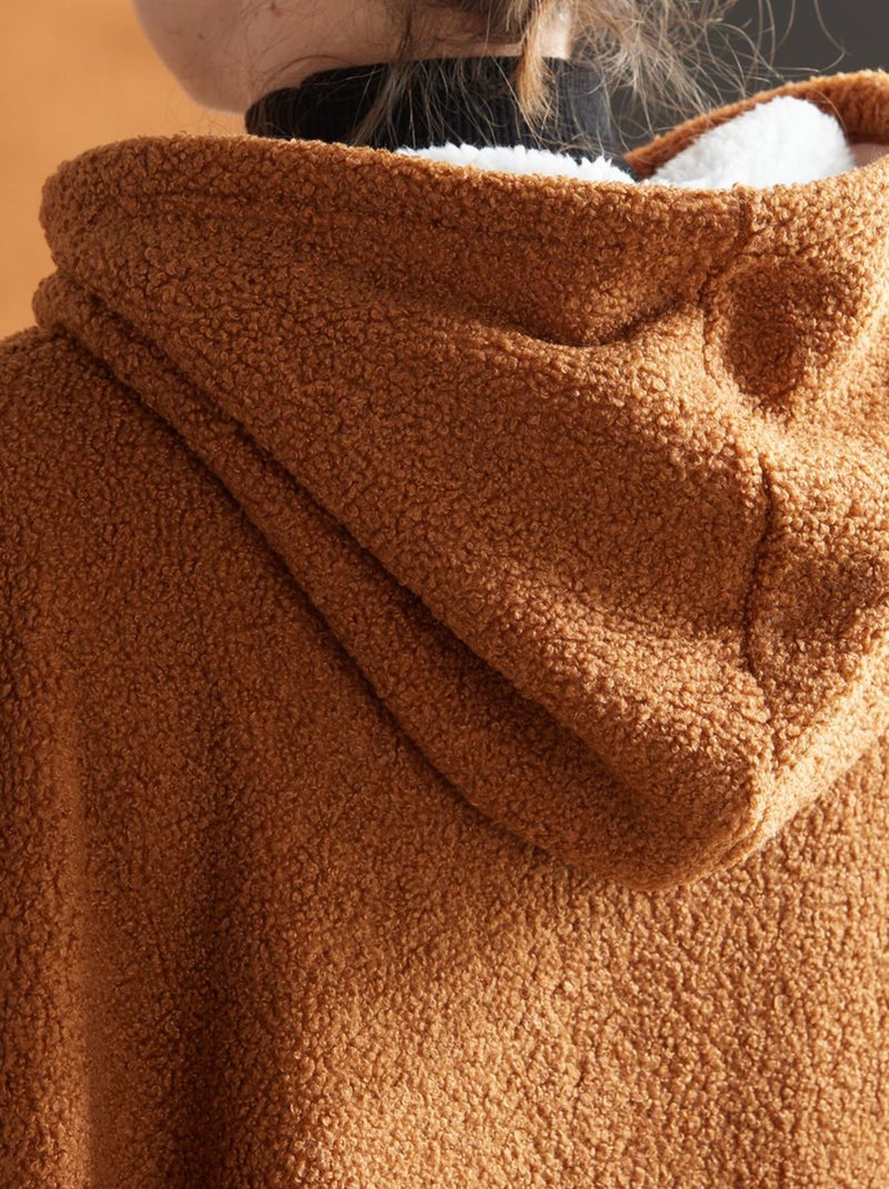 Plaid poncho Marron - Kiabi