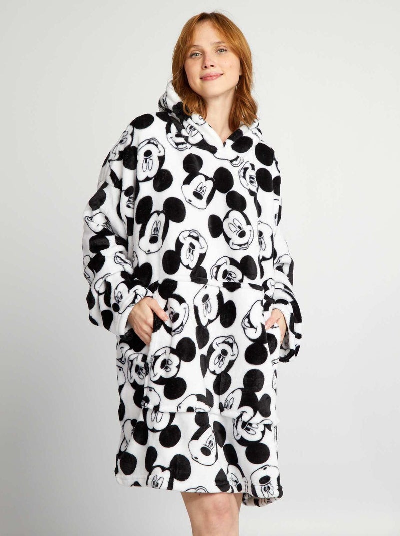 Plaid poncho 'Mickey' noir/blanc - Kiabi