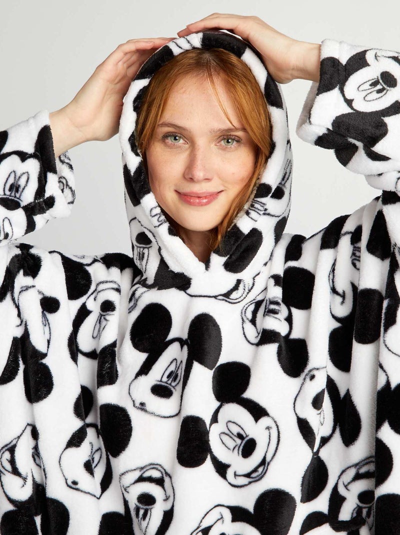 Plaid poncho 'Mickey' noir/blanc - Kiabi