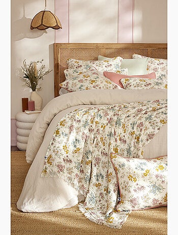 Plaid Quadruple Gaze de Coton Fleurie – AVA