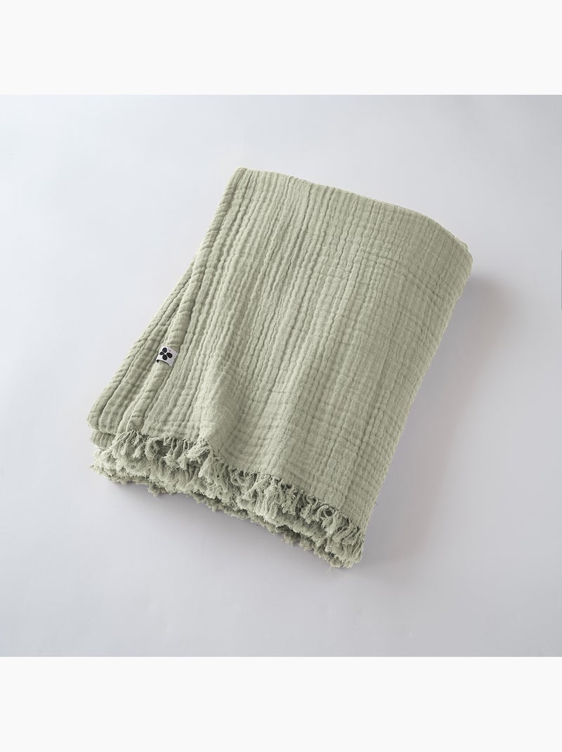 Plaid quadruple gaze de coton Gaia Blanc - Kiabi