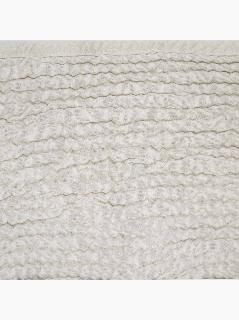 Plaid réversible en coton nid d'abeille Beige coquille - Kiabi