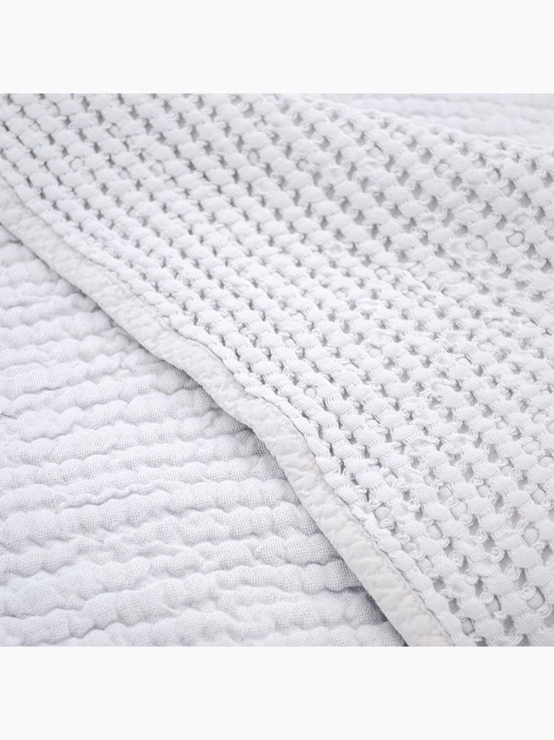 Plaid réversible en coton nid d'abeille Gris perle - Kiabi