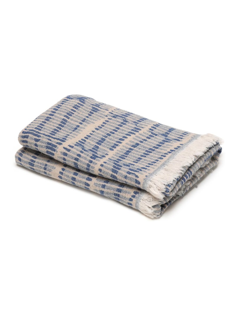 Plaid SANTORIN mousseline de coton Bleu topaze - Kiabi