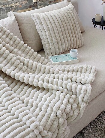 Plaid SELA imitiation fourrure et flanelle