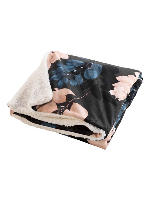 Plaid sherpa 125 x 150 cm Belline fleurie bleu - Kiabi