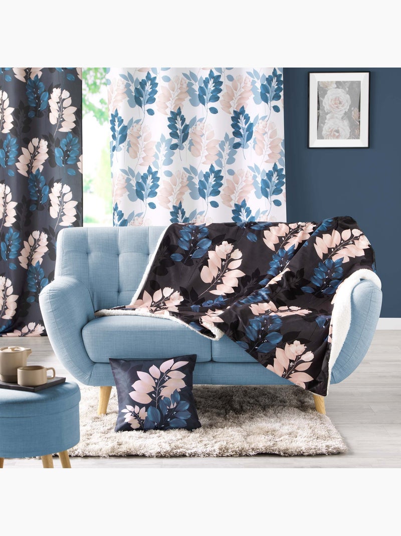 Plaid sherpa 125 x 150 cm Belline fleurie bleu Bleu - Kiabi