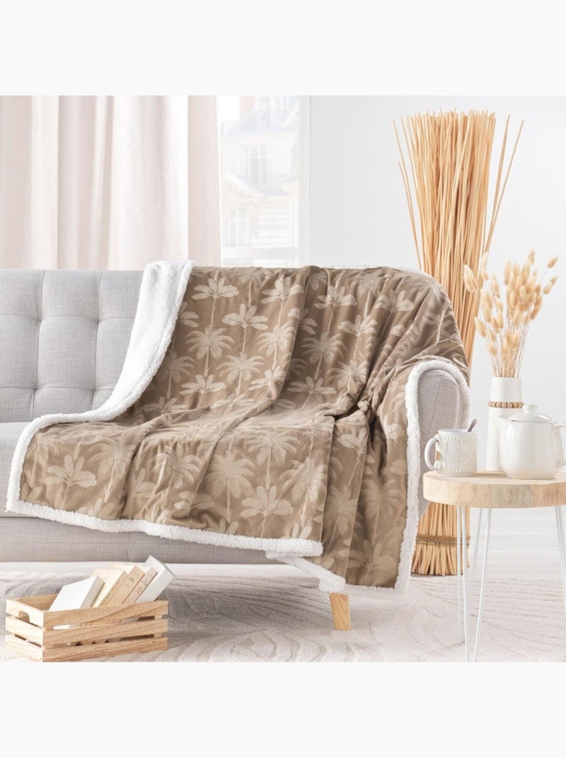 Plaid sherpa 125x150 finition velours imprimé Multicolore - Kiabi