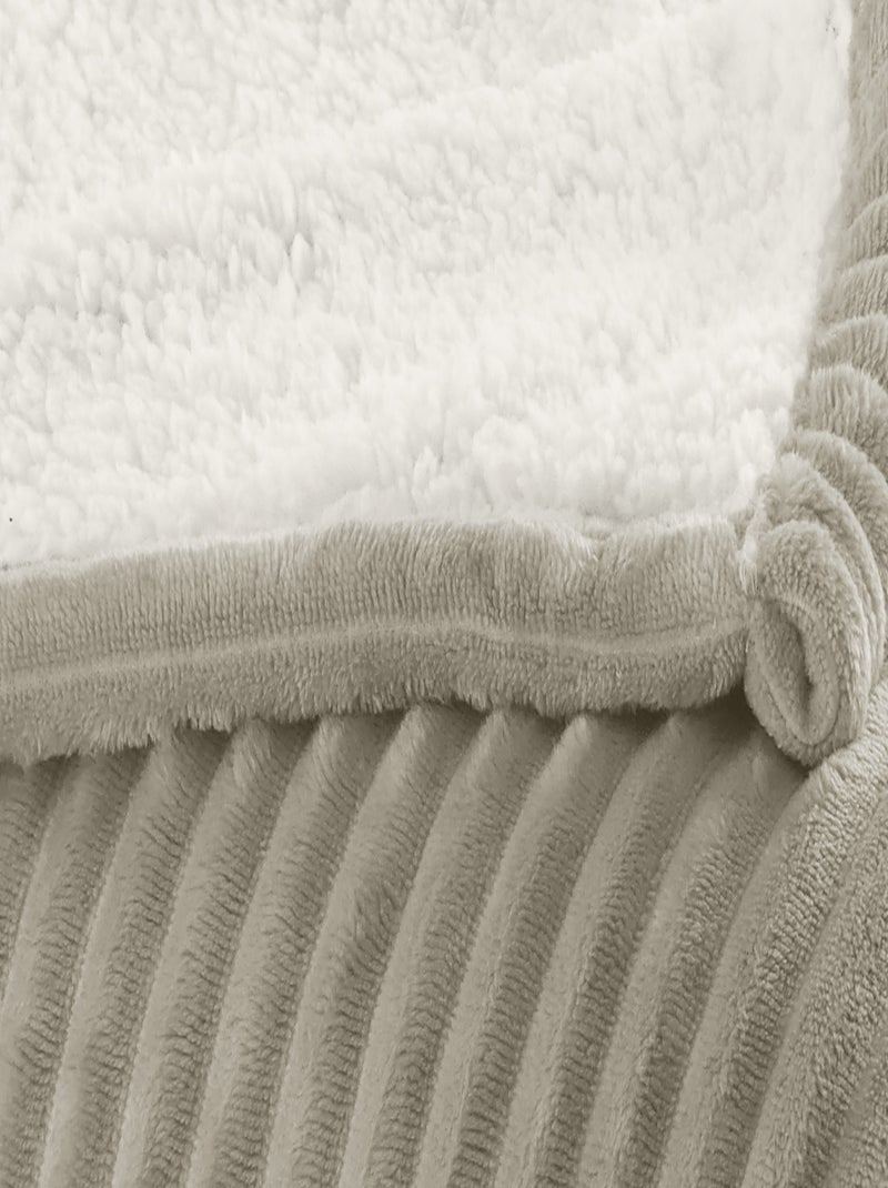 Plaid Sherpa 130x170 cm - Doublé imitation mouton retourné - Tout doux et bien chaud Beige - Kiabi