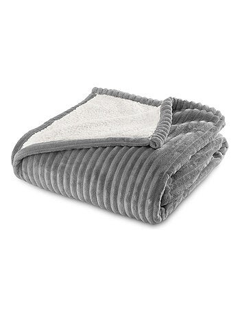 Plaid Sherpa 130x170 cm - Doublé imitation mouton retourné - Tout doux et bien chaud