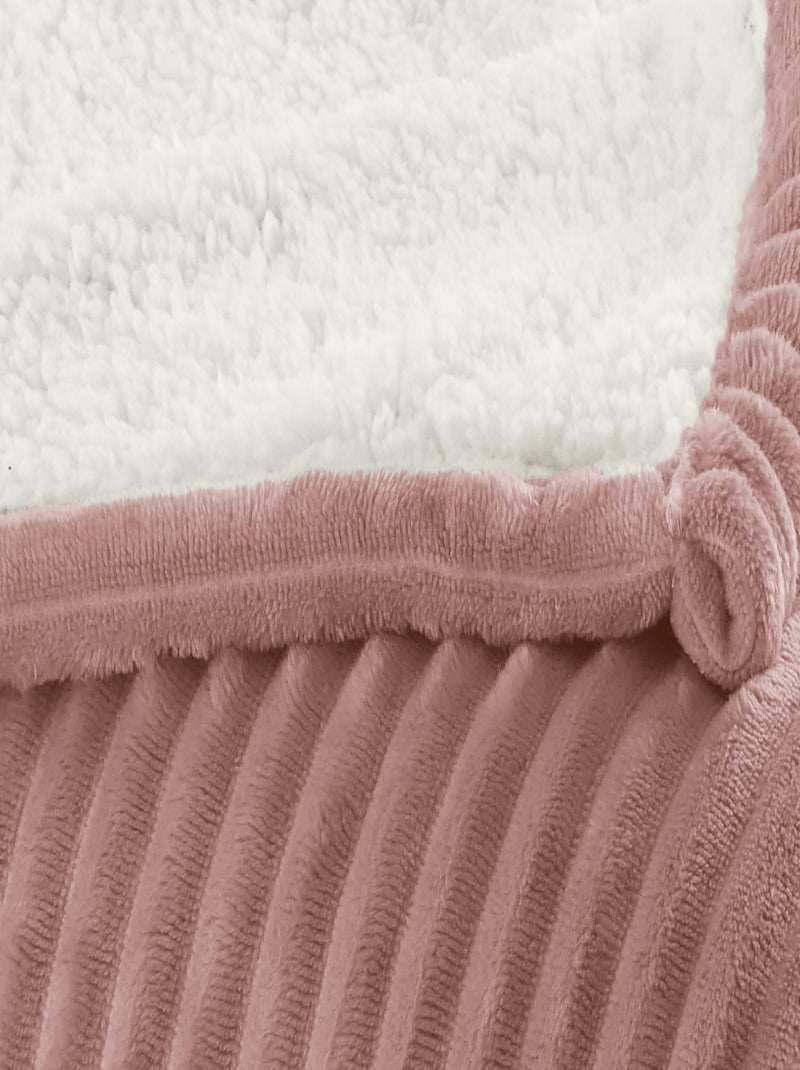 Plaid Sherpa 130x170 cm - Doublé imitation mouton retourné - Tout doux et bien chaud Rose pâle - Kiabi